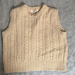 Boden Beige Cable Knit Sweater Vest